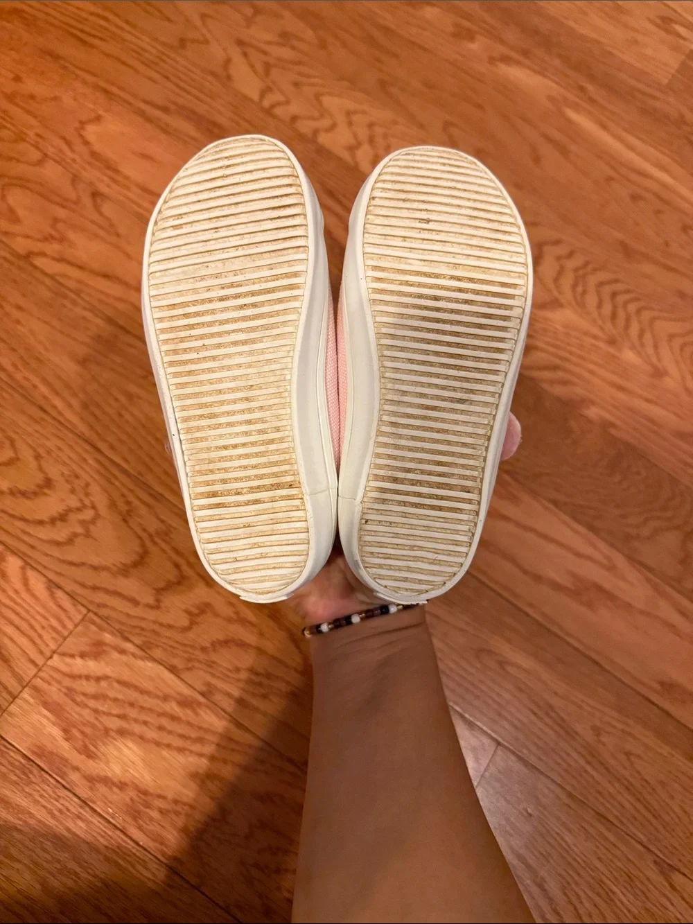 Old Navy Light Pink Canvas T-Strap Sneakers with White Toe Cap